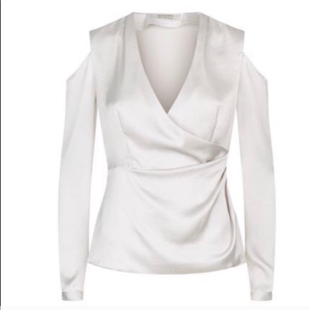 🆕All Saints Danio gray satin long sleeves top - Picture 11 of 12